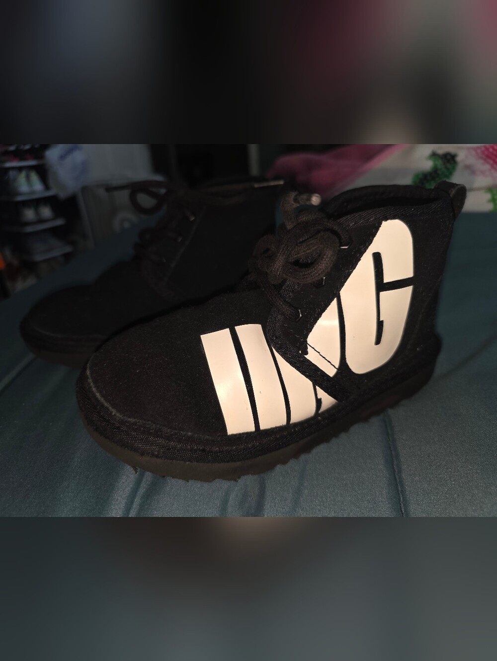 UGG Black Sneakers with White Graphic Panels
